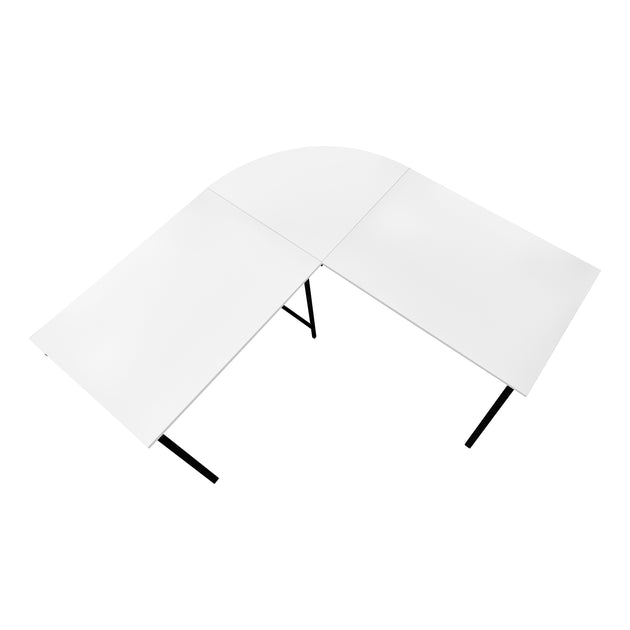I 7195 Computer Desk - 55"L / White Top / Black Metal Corner - Furniture Depot