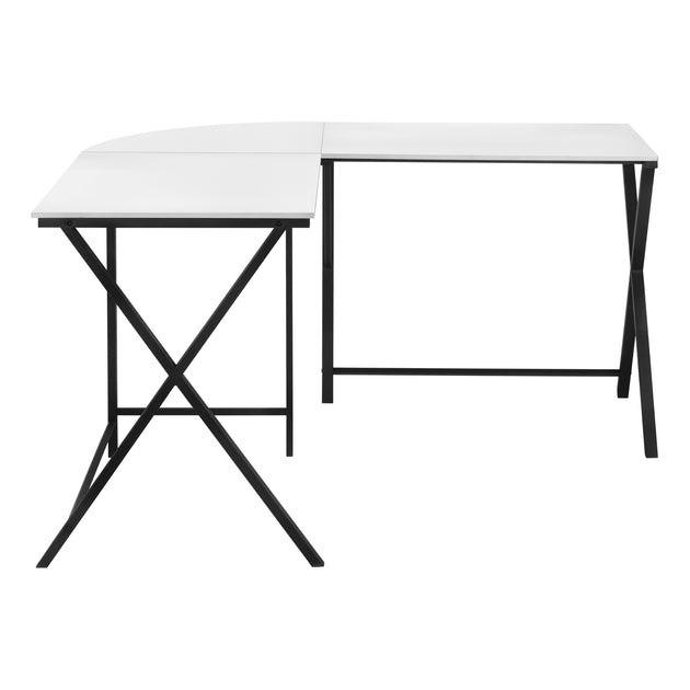 I 7195 Computer Desk - 55"L / White Top / Black Metal Corner - Furniture Depot