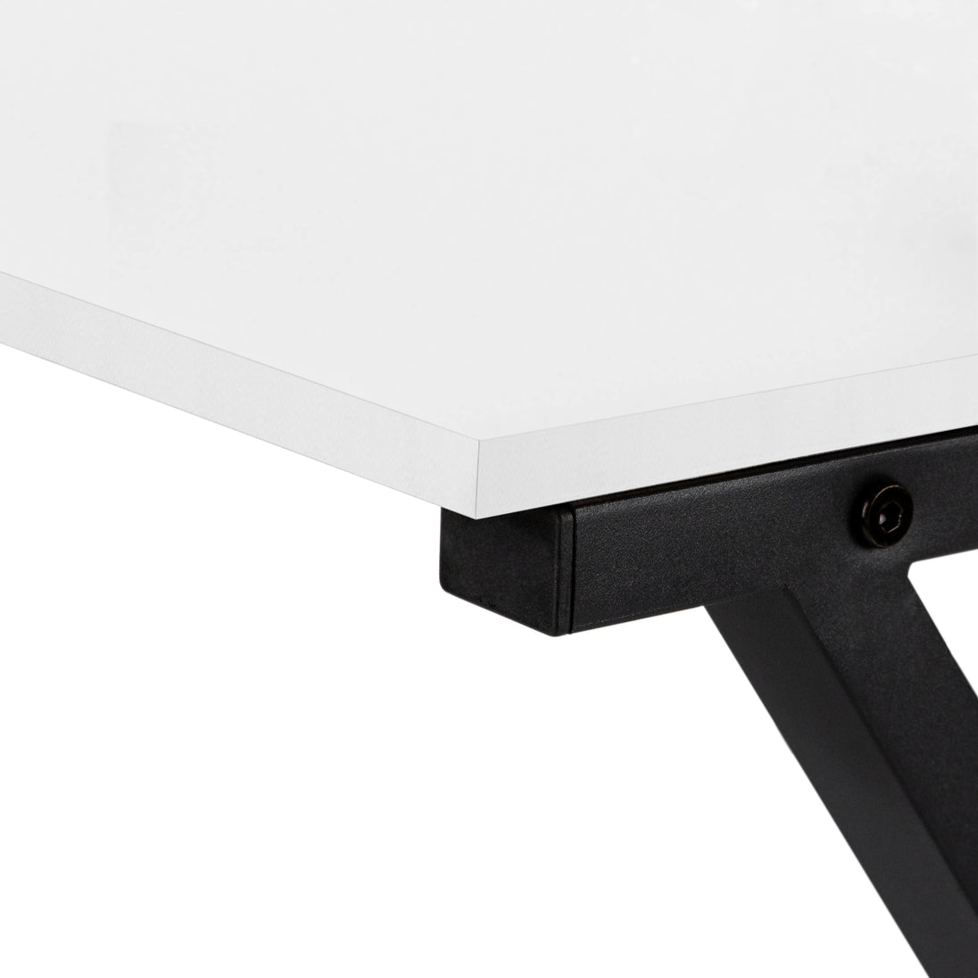 I 7195 Computer Desk - 55"L / White Top / Black Metal Corner - Furniture Depot