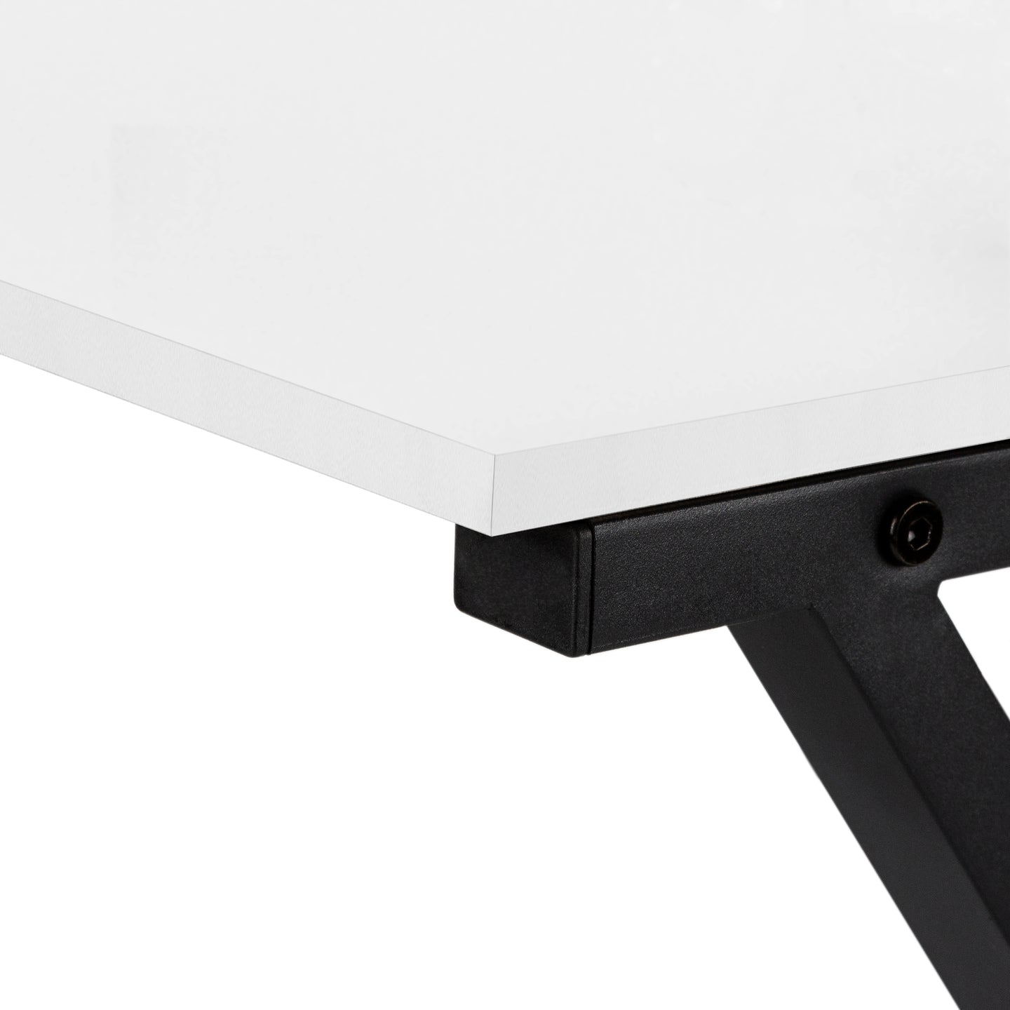 I 7195 Computer Desk - 55"L / White Top / Black Metal Corner - Furniture Depot