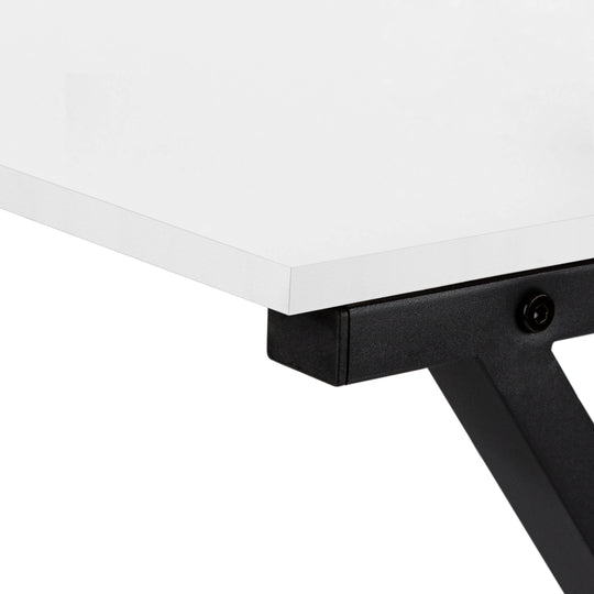 I 7195 Computer Desk - 55"L / White Top / Black Metal Corner - Furniture Depot