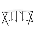 I 7195 Computer Desk - 55"L / White Top / Black Metal Corner - Furniture Depot