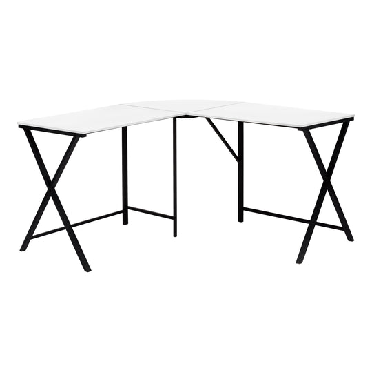 I 7195 Computer Desk - 55"L / White Top / Black Metal Corner - Furniture Depot