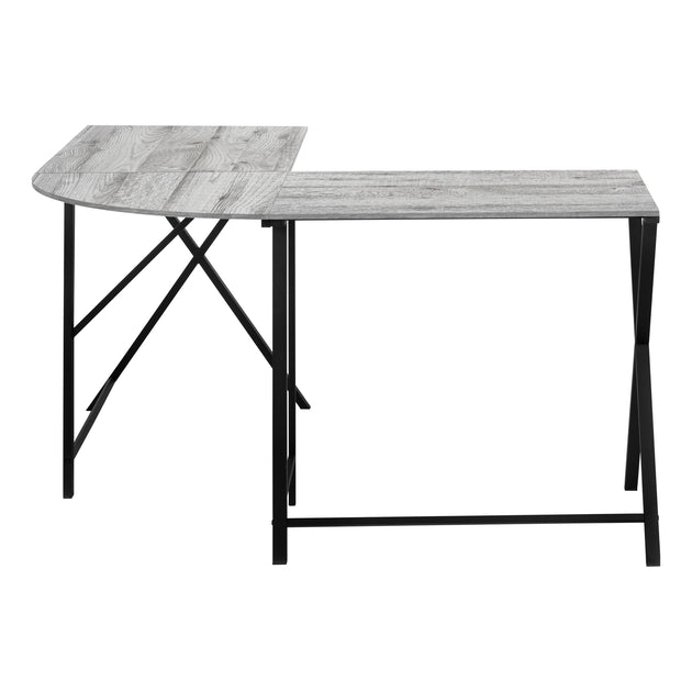 I 7196 Computer Desk - 55"L / Grey Top / Black Metal Corner - Furniture Depot (7881129984248)