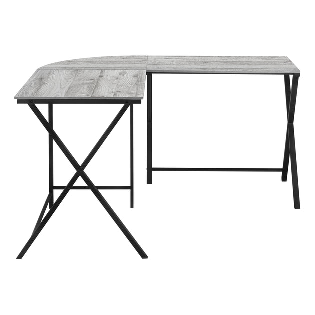 I 7196 Computer Desk - 55"L / Grey Top / Black Metal Corner - Furniture Depot (7881129984248)