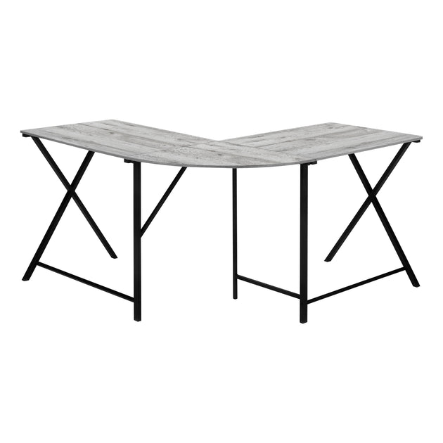 I 7196 Computer Desk - 55"L / Grey Top / Black Metal Corner - Furniture Depot (7881129984248)