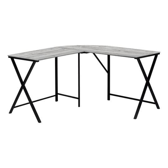 I 7196 Computer Desk - 55"L / Grey Top / Black Metal Corner - Furniture Depot (7881129984248)