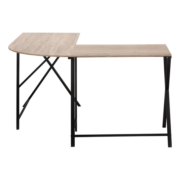 I 7197 Computer Desk - 55"L / Dark Taupe Top/ Black Metal Corner - Furniture Depot