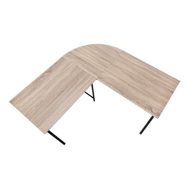 I 7197 Computer Desk - 55"L / Dark Taupe Top/ Black Metal Corner - Furniture Depot