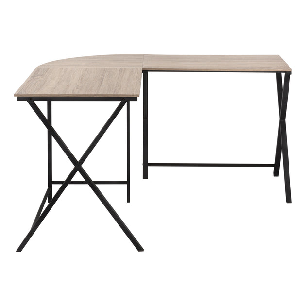 I 7197 Computer Desk - 55"L / Dark Taupe Top/ Black Metal Corner - Furniture Depot
