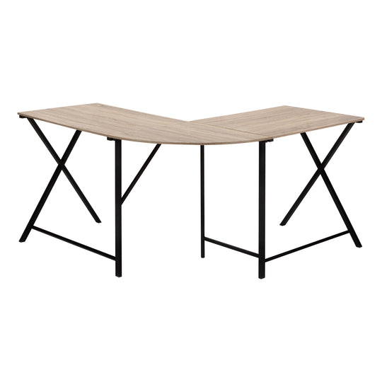 I 7197 Computer Desk - 55"L / Dark Taupe Top/ Black Metal Corner - Furniture Depot