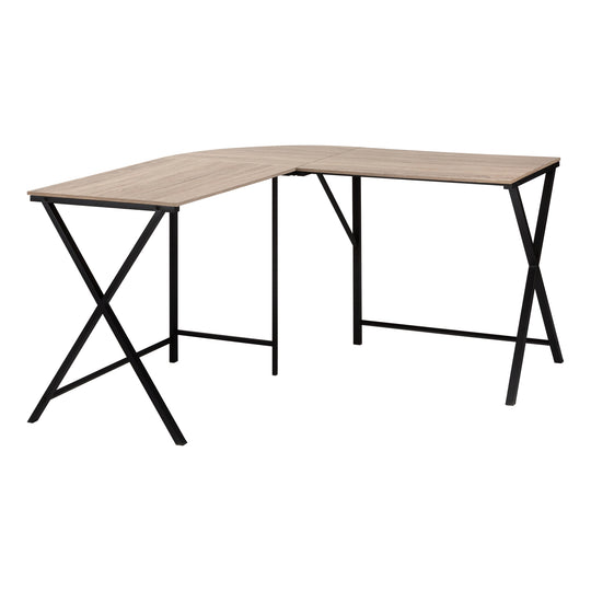 I 7197 Computer Desk - 55"L / Dark Taupe Top/ Black Metal Corner - Furniture Depot