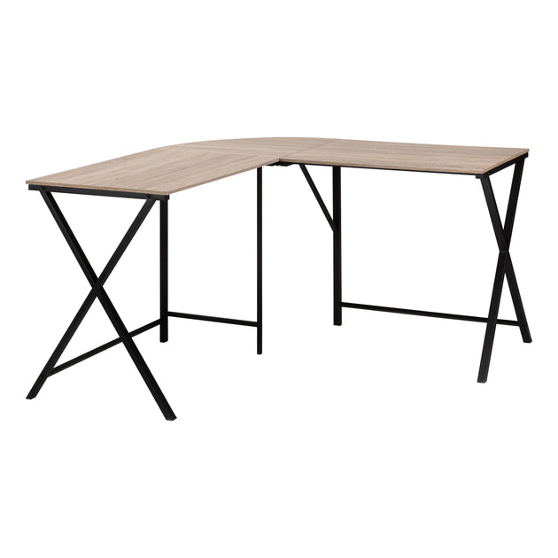 I 7197 Computer Desk - 55"L / Dark Taupe Top/ Black Metal Corner - Furniture Depot