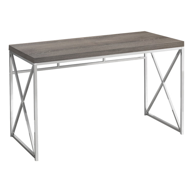 I 7204 Computer Desk - 48"L / Dark Taupe / Chrome Metal - Furniture Depot