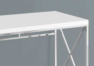 I 7205 Computer Desk - 48"L / Glossy White / Chrome Metal - Furniture Depot