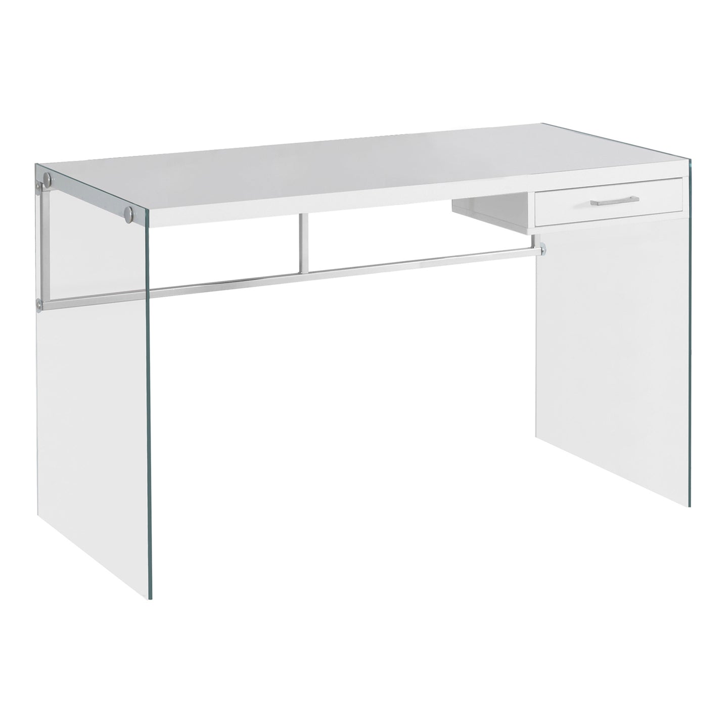 I 7209 Computer Desk - 48"L / Glossy White / Tempered Glass - Furniture Depot
