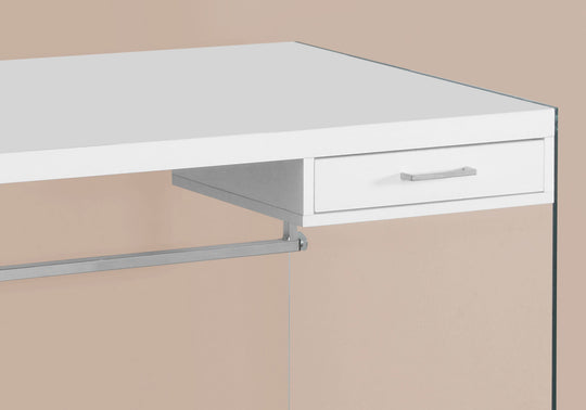 I 7209 Computer Desk - 48"L / Glossy White / Tempered Glass - Furniture Depot