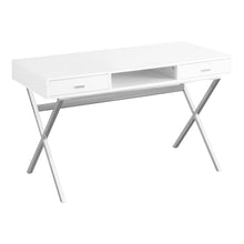 Load image into Gallery viewer, I 7211 Computer Desk - 48&quot;L / Glossy White / Chrome Metal - Furniture Depot (7881130213624)