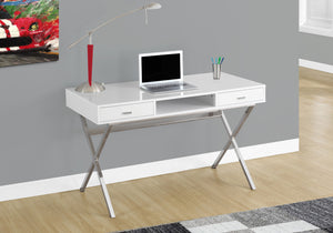 I 7211 Computer Desk - 48"L / Glossy White / Chrome Metal - Furniture Depot (7881130213624)