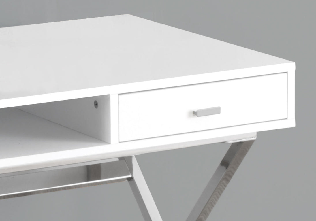 I 7211 Computer Desk - 48"L / Glossy White / Chrome Metal - Furniture Depot (7881130213624)