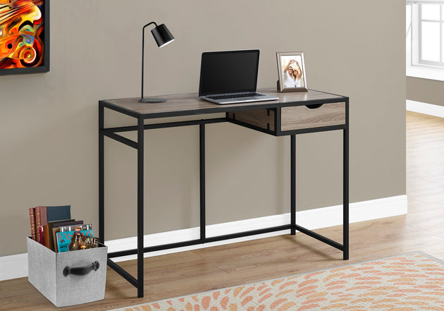 I 7221 Computer Desk - 42"L / Dark Taupe / Black Metal - Furniture Depot (7881130410232)