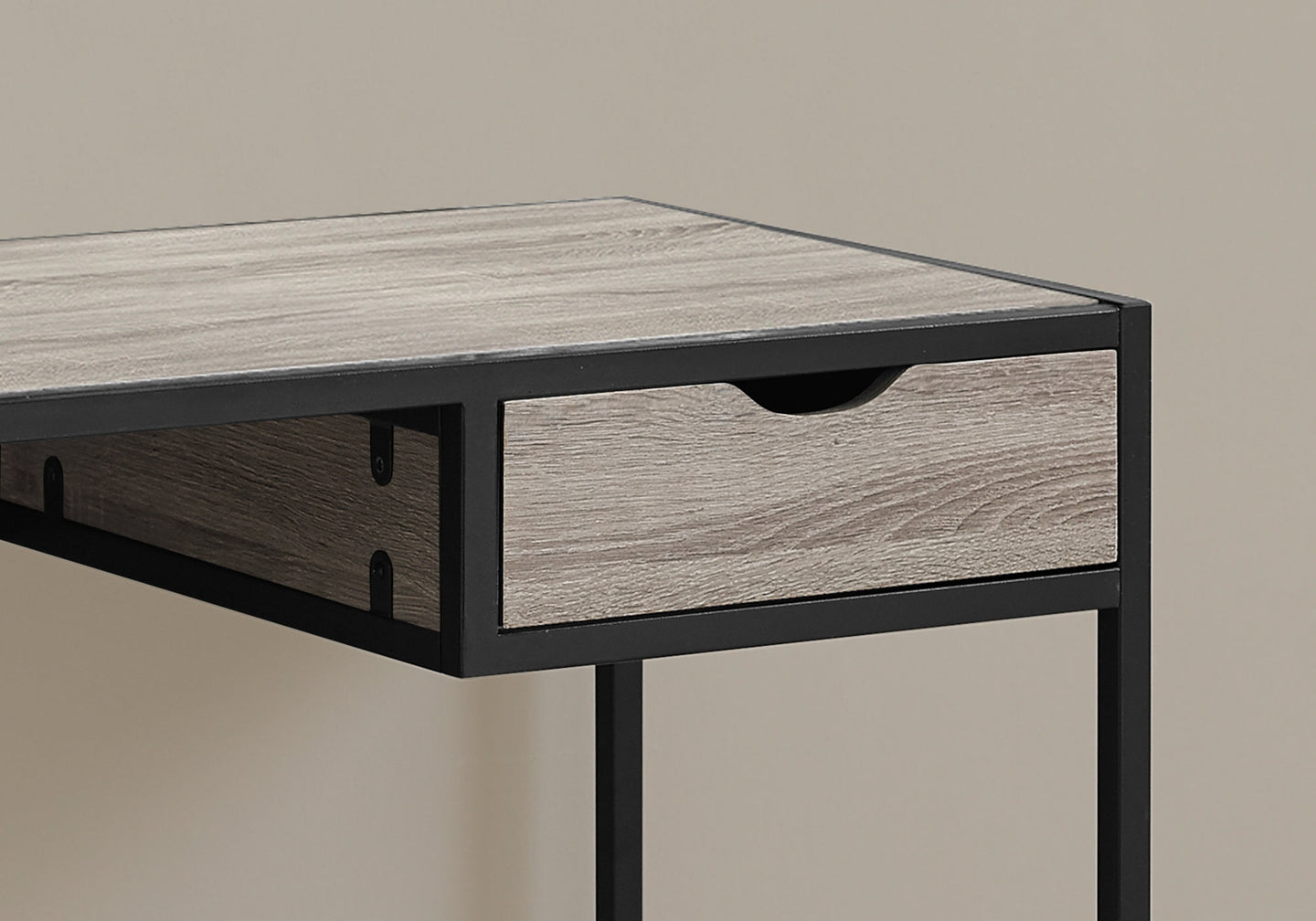 I 7221 Computer Desk - 42"L / Dark Taupe / Black Metal - Furniture Depot (7881130410232)