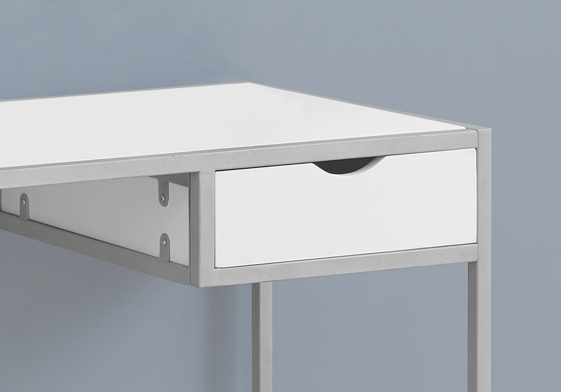 I 7222 Computer Desk - 42"L / White / Silver Metal - Furniture Depot