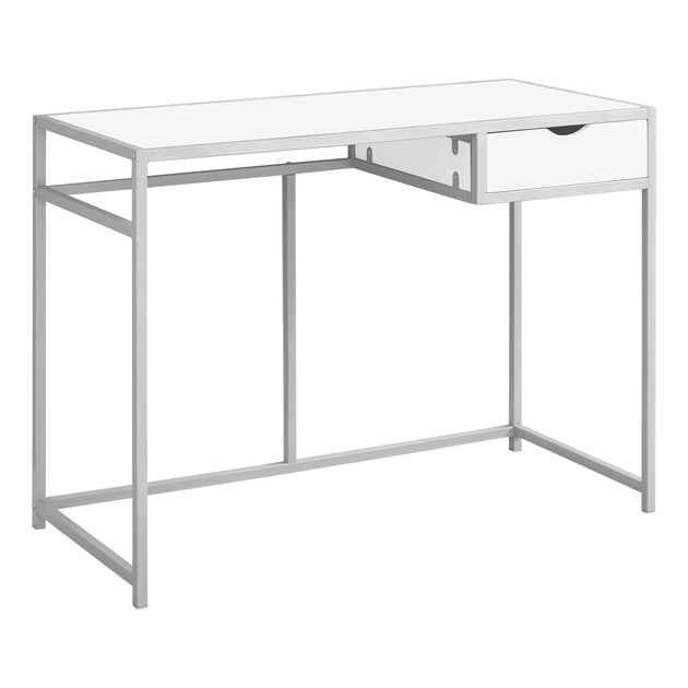 I 7222 Computer Desk - 42"L / White / Silver Metal - Furniture Depot