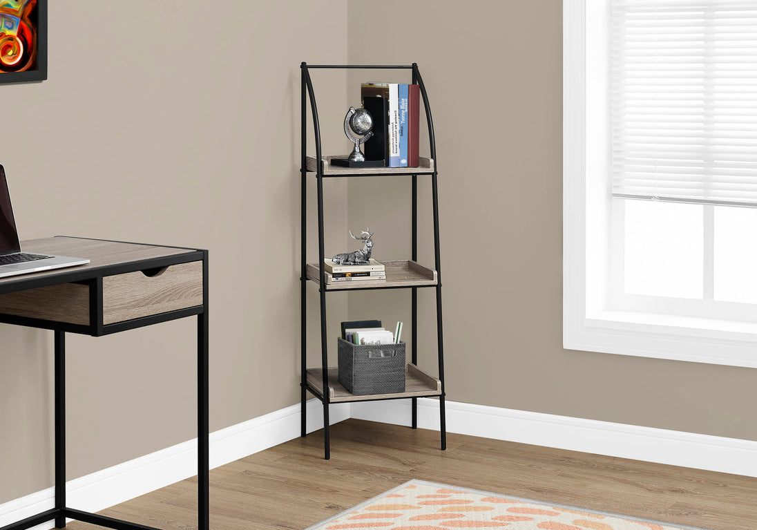 I 7228 Bookcase - 48"H / Dark Taupe / Black Metal - Furniture Depot (7881130606840)