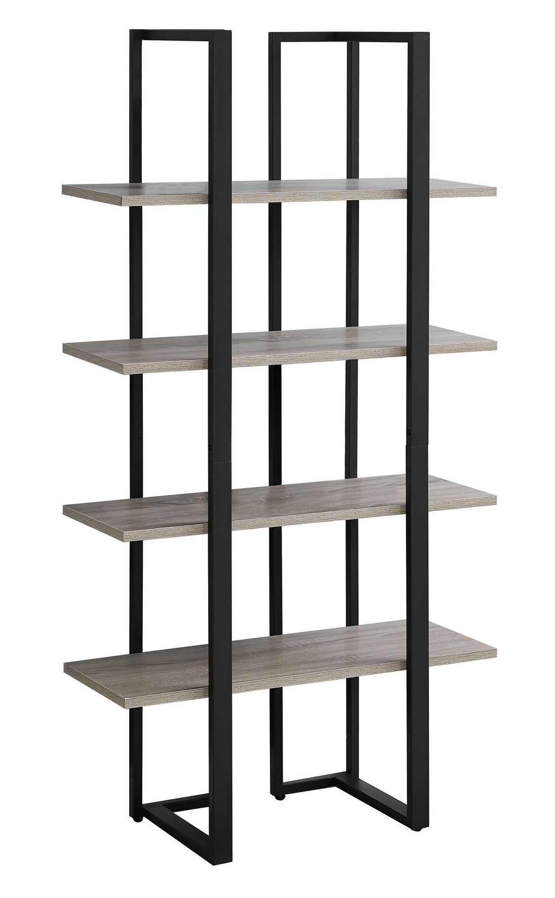 I 7237 Bookcase - 60"H / Dark Taupe / Black Metal - Furniture Depot (7881130803448)