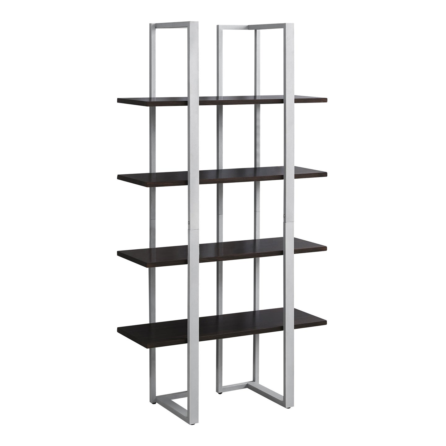 I 7239 Bookcase - 60"H / Espresso / Silver Metal - Furniture Depot (7881130836216)