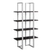 I 7239 Bookcase - 60"H / Espresso / Silver Metal - Furniture Depot (7881130836216)