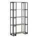 I 7241 Bookcase - 60"H / Dark Taupe / Black Metal - Furniture Depot