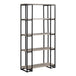 I 7241 Bookcase - 60"H / Dark Taupe / Black Metal - Furniture Depot