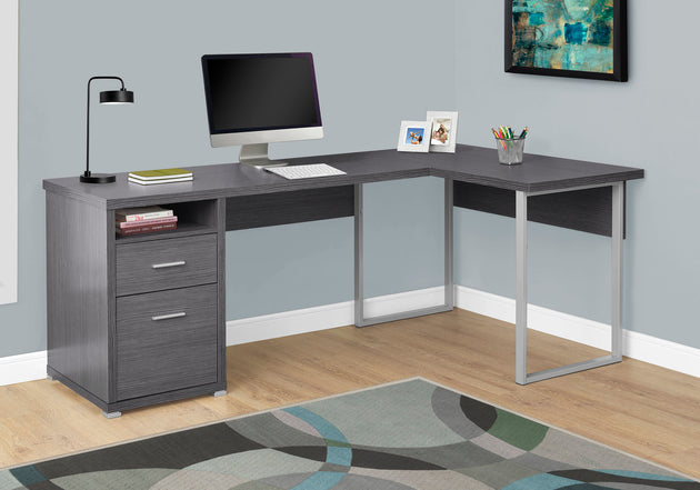 I 7257 Computer Desk - 80"L / Grey Left Or Right Facing - Furniture Depot