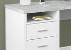 I 7258 Computer Desk - 80"L White / Cement-Look Left/Right Face - Furniture Depot