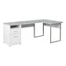 I 7258 Computer Desk - 80"L White / Cement-Look Left/Right Face - Furniture Depot