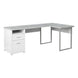I 7258 Computer Desk - 80"L White / Cement-Look Left/Right Face - Furniture Depot