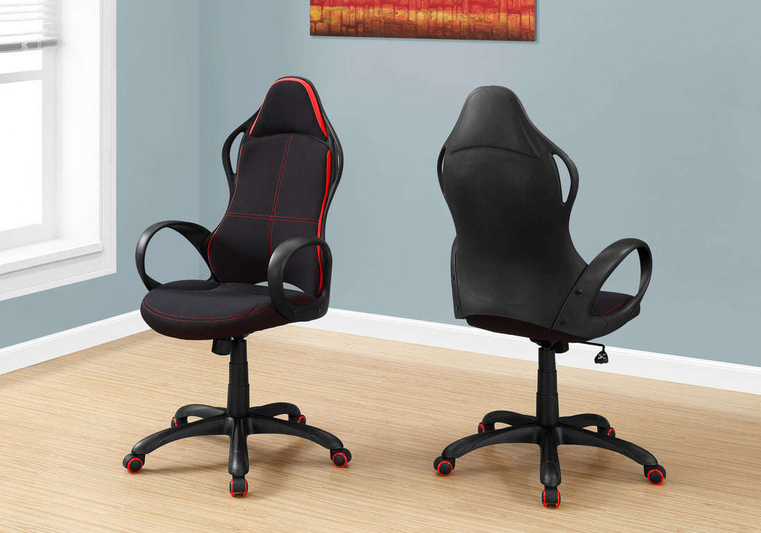 I 7259 Office Chair - Black / Red Fabric / Multi Position - Furniture Depot