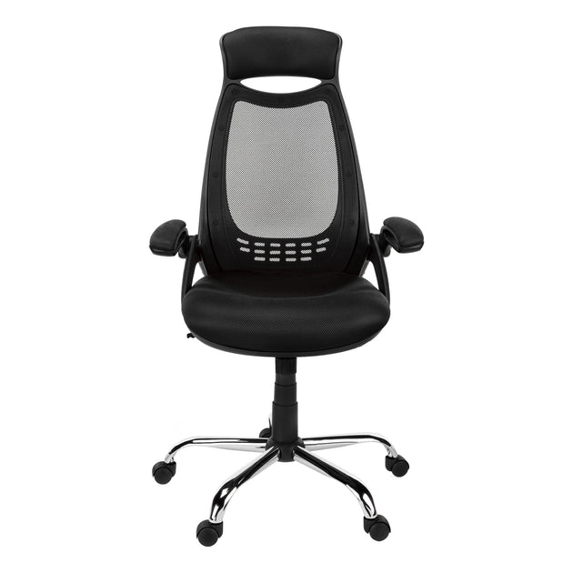 I 7268 Office Chair - Black Mesh / Chrome High-Back Executive - Furniture Depot