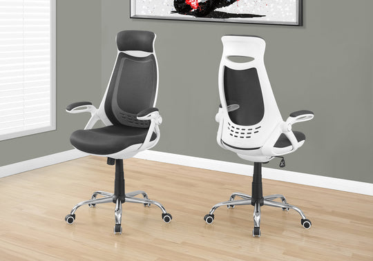 I 7269 Office Chair - White / Grey Mesh / Chrome High-Back Exec - Furniture Depot