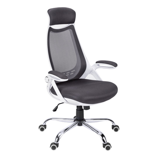 I 7269 Office Chair - White / Grey Mesh / Chrome High-Back Exec - Furniture Depot