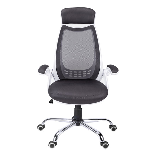 I 7269 Office Chair - White / Grey Mesh / Chrome High-Back Exec - Furniture Depot