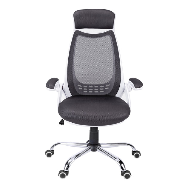 I 7269 Office Chair - White / Grey Mesh / Chrome High-Back Exec - Furniture Depot