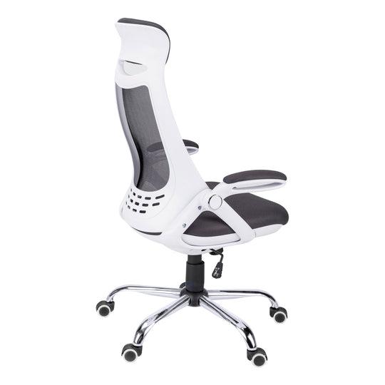 I 7269 Office Chair - White / Grey Mesh / Chrome High-Back Exec - Furniture Depot
