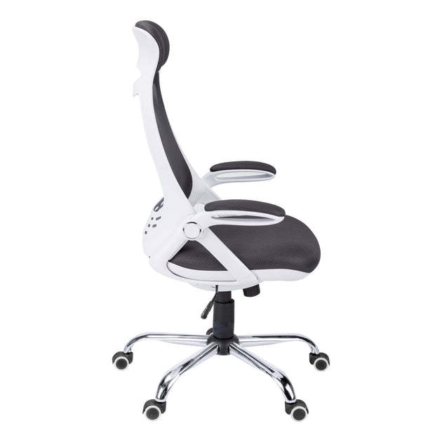 I 7269 Office Chair - White / Grey Mesh / Chrome High-Back Exec - Furniture Depot