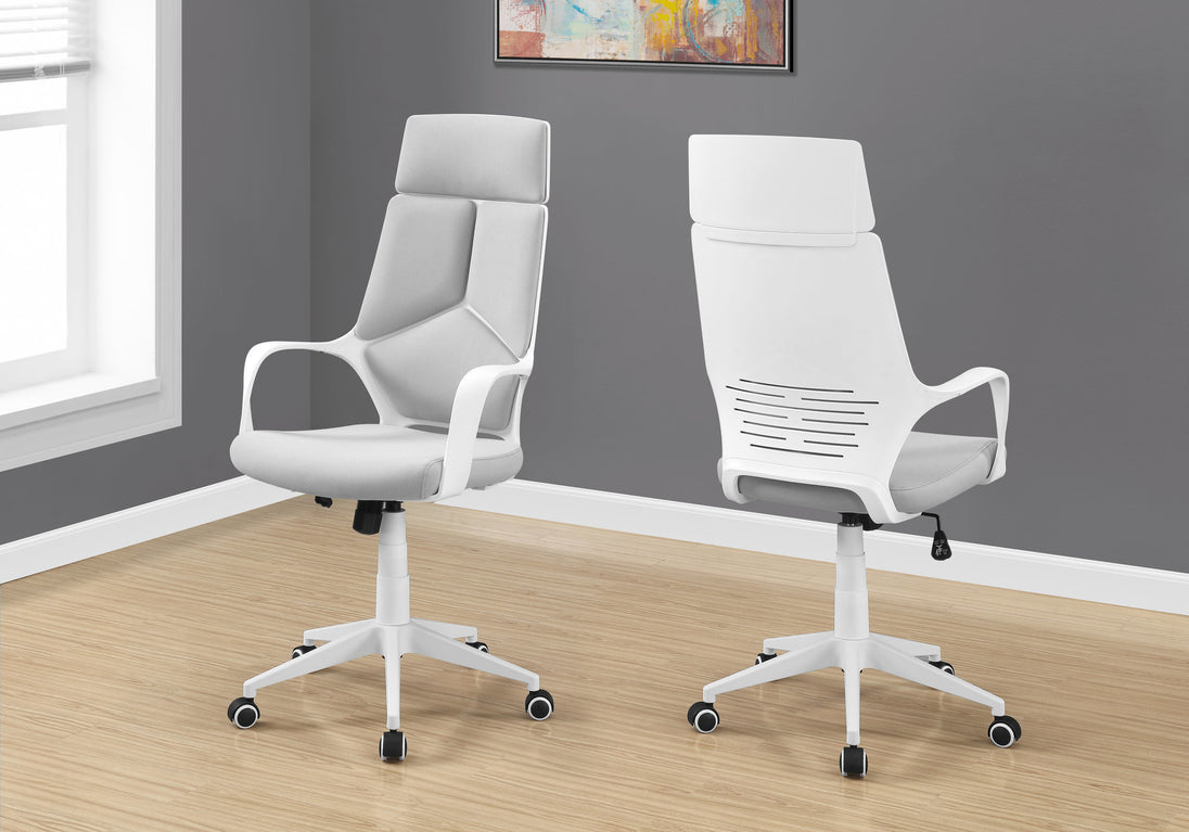 I 7270 Office Chair - White / Grey Fabric / High Back Executive - Furniture Depot