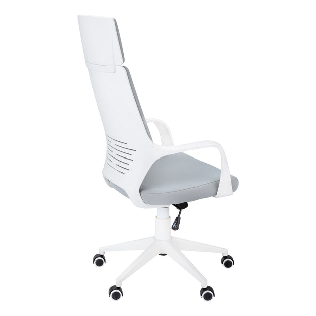 I 7270 Office Chair - White / Grey Fabric / High Back Executive - Furniture Depot