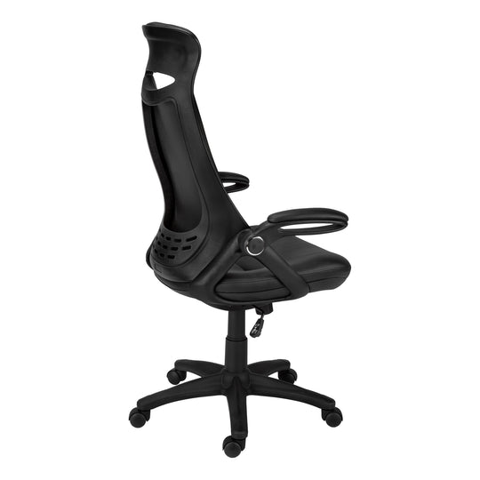 I 7276 Office Chair - Black Leather-Look / Multi Position - Furniture Depot
