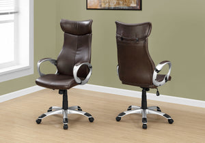 I 7289 Office Chair - Brown Leather-Look / High Back Executive - Furniture Depot